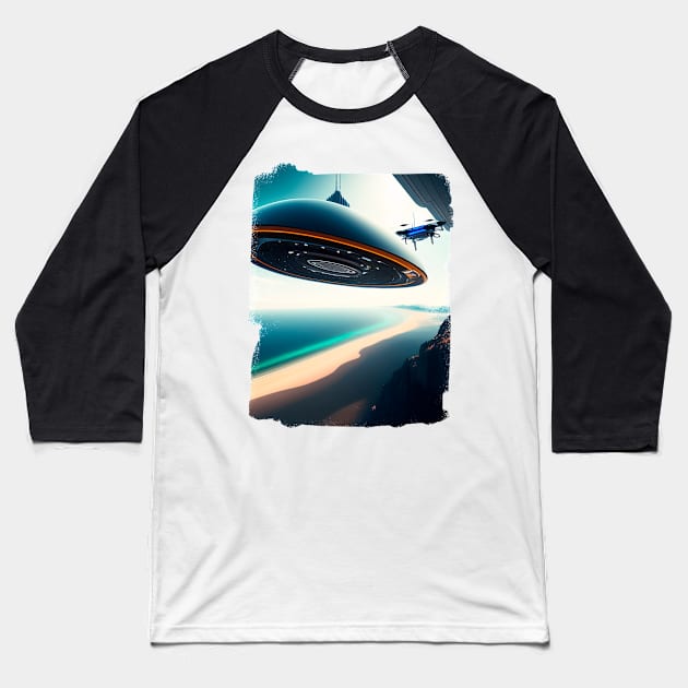 Ufo sighting from a military fighter plane Baseball T-Shirt by igzine